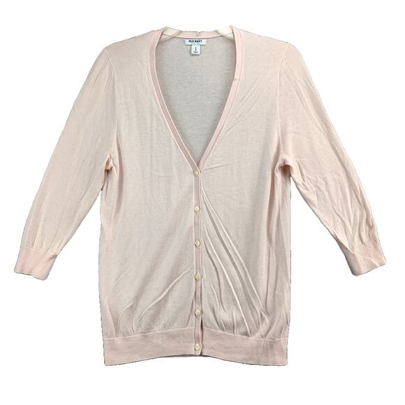 Old Navy Women's Cardigan Sweater Medium Pink V Neck Button Up Long Sleeve - Picture 1 of 10